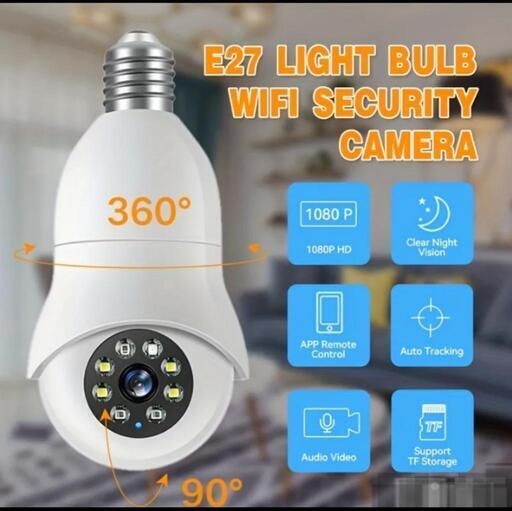 1pc E27 電球カメラ、WiFi 屋内ビデオ監視 1080P カ メラ、ホームセキュリティモニター、フルカラーナ イトビジョン、自動追跡屋外カメラ