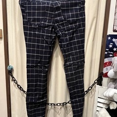 レディース エアジップ機能付きチェック柄 タグ付き ウエスト61の画像