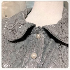 ꒰apres jour꒱総レース長袖ロング マキシ ワンピース灰色LLサイズOKの画像