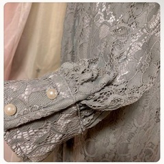 ꒰apres jour꒱総レース長袖ロング マキシ ワンピース灰色LLサイズOKの画像