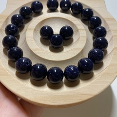 ハンドメイドブレスレット ブルーゴールドストーン 15cm