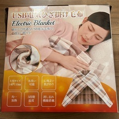 新品 電気毛布 ブランケット ひざ掛け 3段階温度調節 洗える USB ベージュの画像