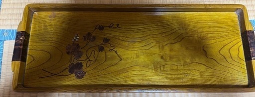 伝統工芸品 みちのく工芸 手造り お盆 天然木製 / 手焼きつた桜皮シリーズ