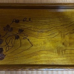 伝統工芸品 みちのく工芸 手造り お盆 天然木製 / 手焼きつた...