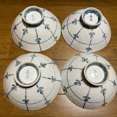 水色柄　茶碗　4ケセット