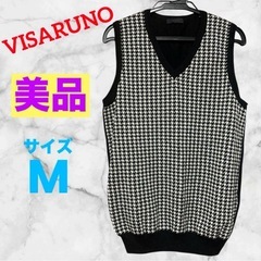 ビサルノ❤ノースリーブニット　セーター　ハウンドトゥース柄 Vネック