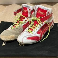 ASICS 野球 ハイカット 赤白オーダー ASICS 【サイズ交換送料無料】ホワイト×レッド アシックス 野球
