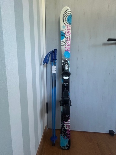 【未使用】アルペン　スキー　120cm 85cm 板　ストック　女の子　ジュニア 最安価格 ストック85cm 未使用☆スキー板120cm 子供用 女の子