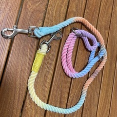犬 リード ナイロン線 (長1.4-1.6ｍ,太さ1.2cm/S, レインボー)の画像