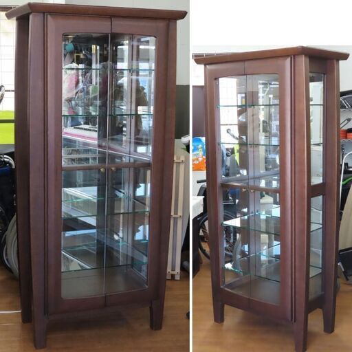 ♪戸田木工 ショーケース コレクションボード キュリオボード カップボード 飾り棚 照明付♪