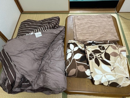 コイズミ家具調コタツ　西川こたつふとん\u0026カバー、毛布カバー付き　ヒーター7段階調節