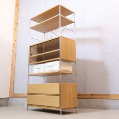 無印良品　ユニットシェルフ　4段　ガラスラック 無印良品(MUJI)の人気のタモ材 ステンレス ユニットシェルフ/引き出し