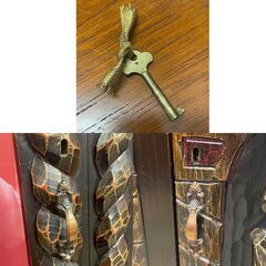スペイン家具☆鍵付きキャビネット 上下二分割 リビングボード ディスプレイラック 棚 札幌 東区の画像