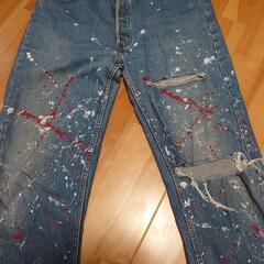 Levi's 501　ダメージ&ペイントデニム パンツ  の画像