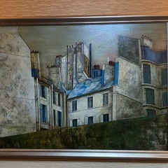 油絵　長田克彦　白い家