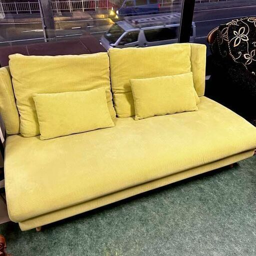 ２人掛けワイドソファー グリーン W170×H70×D100cm 札幌 東区 店頭引き取り歓迎