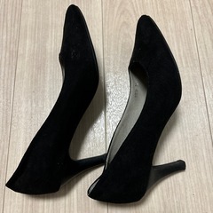 7cmヒール 黒 スウェード パンプス✨️24.5cm の画像