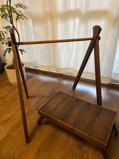 キャンプ用品・ウッドテーブル・ウッドハンガーセット