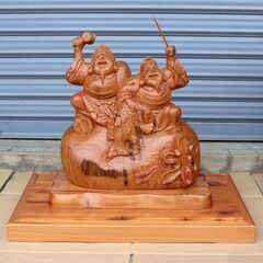 屋久杉・木彫り・置物・恵比寿・大黒・No.200522-04の画像
