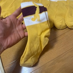 綿100% 黄色 ストライプ靴下 10足セットの画像