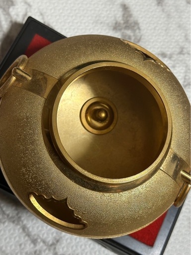 茶釜　黄金　24KGP 飾品　インテリア　香炉　骨董　伝統工芸　茶道具　レトロ