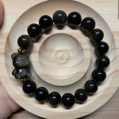 ハンドメイドブレスレット 金曜石(ゴールデンオブシディアン)15cm