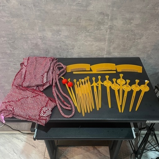 日本髪かつら 花魁ウィッグ 大衆演劇 伊達兵庫髷 簪 笄 櫛 手絡セット