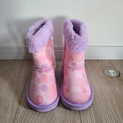 ムートンブーツ　ピンク×紫