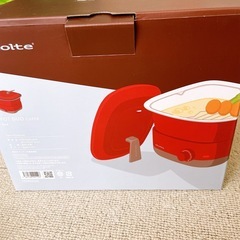 新品　グリル電気鍋 レコルト ポットデュオ キャレ　レッド　