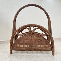 マガジンラック ブックラック 本収納　ラタン 天然素材 木製 ナ...