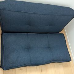 ニトリ　ソファベッド　ネイビーの画像