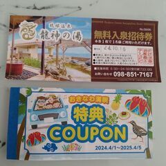 沖縄クーポン　割引券　琉球温泉　温泉無料券　龍神の湯