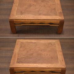 【ヤ取3/10終了】≪zyt1723ジ≫ 古道具 座卓/ローテーブル 69cm×66cm 欅材?/けやき? 座敷机/工芸品/民芸品/飾り台/レトロ/木製家具/中古家具/宮城県仙台市 61012-12の画像