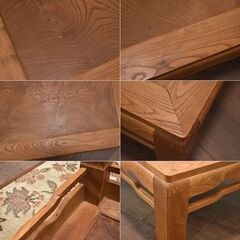 【ヤ取3/10終了】≪zyt1723ジ≫ 古道具 座卓/ローテーブル 69cm×66cm 欅材?/けやき? 座敷机/工芸品/民芸品/飾り台/レトロ/木製家具/中古家具/宮城県仙台市 61012-12の画像