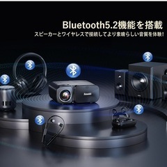 【未開封新品】Jimveo/超小型プロジェクター/15000lm/1080PフルHD 4K対応/Bluetooth5.2 & 5G Wi-Fi対応/HIFIスピーカー内蔵の画像