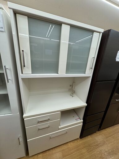 ★ジモティ割あり★  食器棚 ホワイト H181×W88×D42 クリーニング済み KJ6939