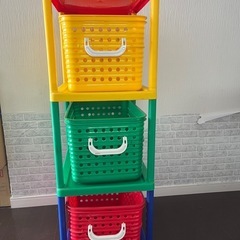 子供用バスケットラック　おもちゃ入れ