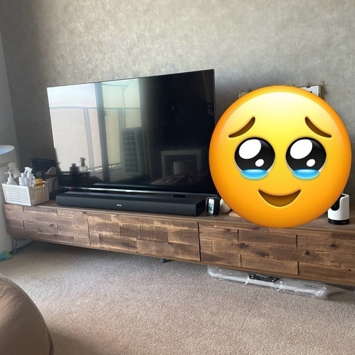 [幅200] テレビ台 ローテレビ台 アカシア無垢材使用 収納付スチール脚