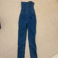 GYDA レースアップデニムベアロンパース