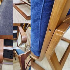 ① 無印良品／MUJI ソファーチェア ブルー/青 ウォールナット材 リビングチェア 定価34900円■横幅55cm×奥行78cm×高さ77cm■近隣配送無料 買取帝国 朝霞店の画像
