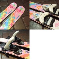 ② KAZAMA 116cm ジュニアスキー ピンク SPAX J ROCKER チロリアビンディング付き板 子供用カービング カザマ 札幌市東区 新道東店　の画像