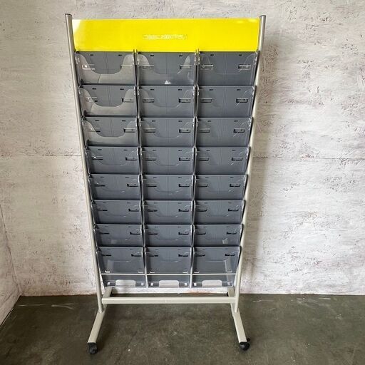 パンフレットスタンド イエロー 店舗用品 3列8段 カタログラック 業務用 事務 収納 中古 Y0512