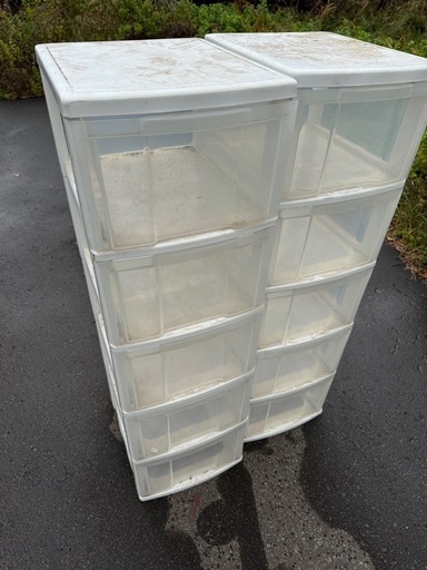 5段プラスチック収納x2台