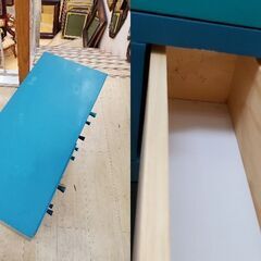 【商談中】　フランフラン/FrancFranc/サンク チェスト ロー/グリーン･ブルー系■横幅70㎝×奥行30㎝×高さ62㎝■買取帝国 朝霞店 配達可能の画像
