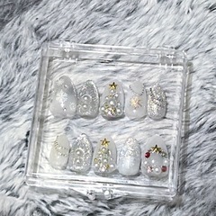 クリスマス、雪の結晶、大人ネイルチップ、出張ネイル