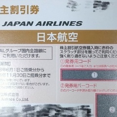 番号通知可能　JAL 株主優待　航空券　飛行機　半額券　1枚