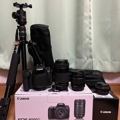 EOS Canon 9000D 一眼レフ、レンズキット、三脚、カバン