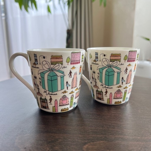 【美品・TIFFANY&CO.】5THアベニューニューヨーク ペアマグカップ
