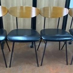 4脚セット　PUレザー　木目　事務椅子　会議　ダイニングチェア　...