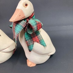 置物 インテリア アヒル　親子　セット 陶器製？アヒルオーナメント 3点セットの画像